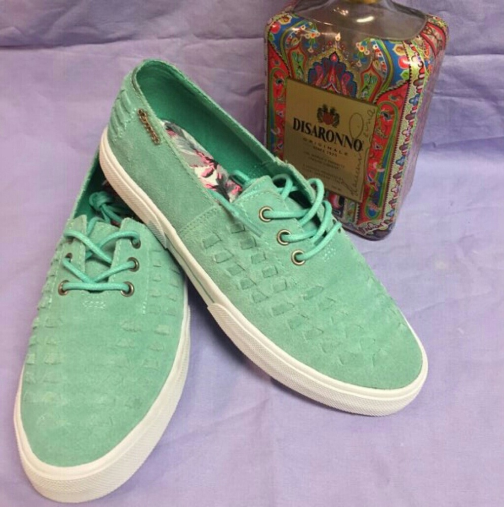 New~ Mint Green Groove Suede Sneakers